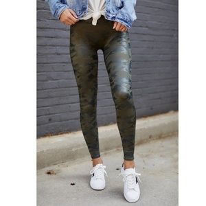 SPANX Green Camo Faux Leather